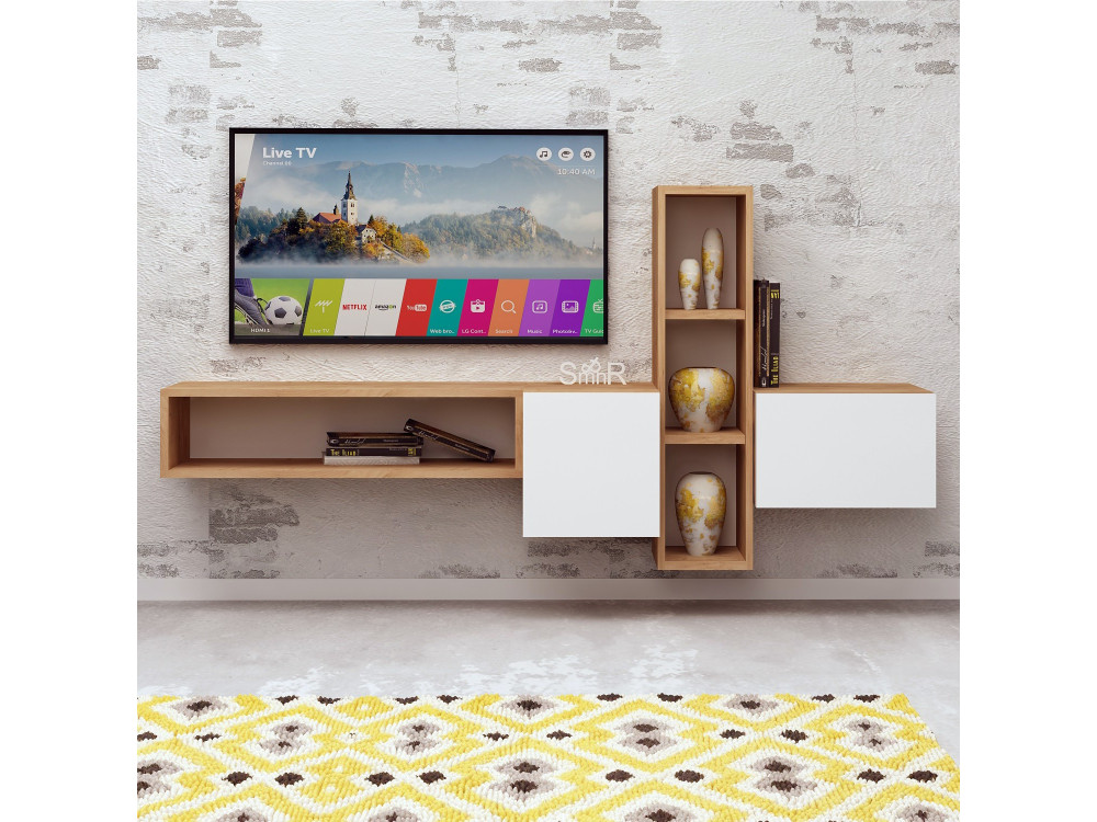 Soporte de TV de madera "Kumkuat" - 160 x 35 x 70 cm - Marrón