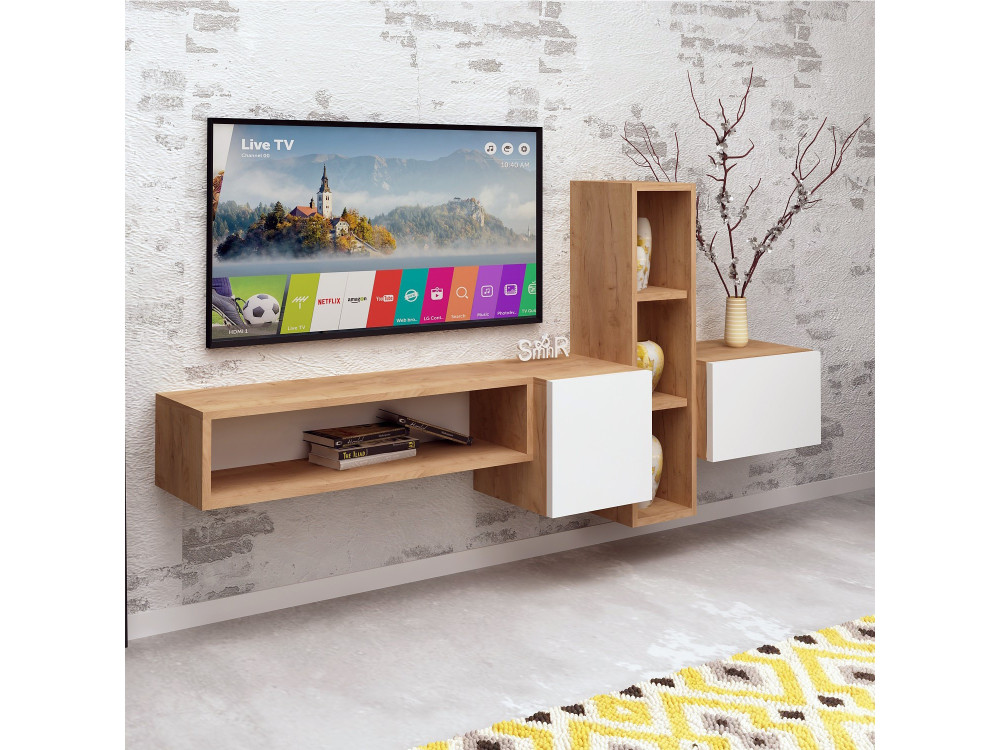 Soporte de TV de madera "Kumkuat" - 160 x 35 x 70 cm - Marrón