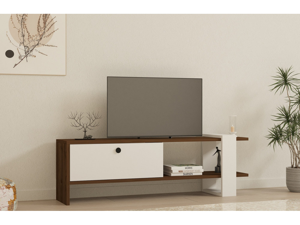 Soporte de TV de madera "Gaye" - 120 x 25 x 36 cm - Blanco