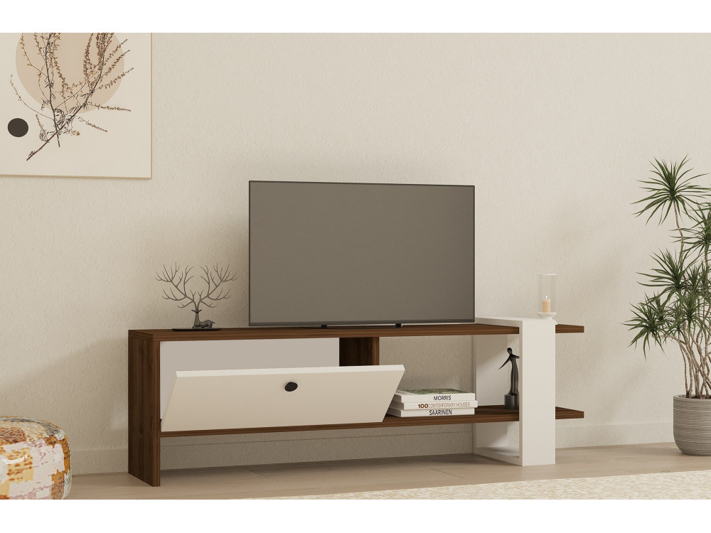 Soporte de TV de madera "Gaye" - 120 x 25 x 36 cm - Blanco