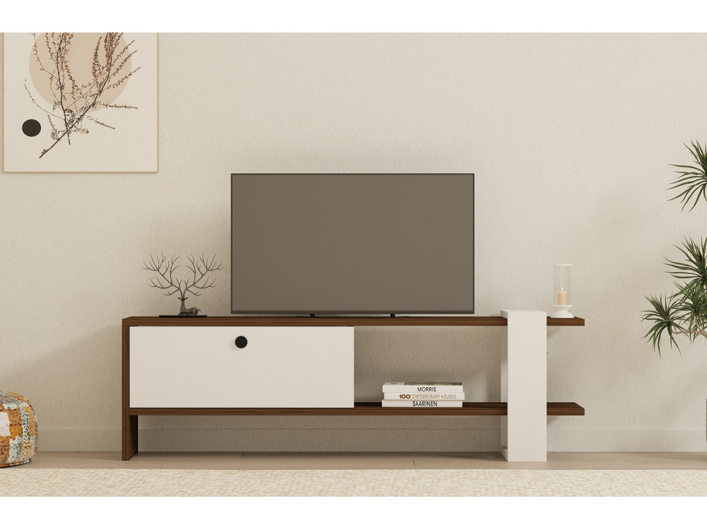 Soporte de TV de madera "Gaye" - 120 x 25 x 36 cm - Blanco