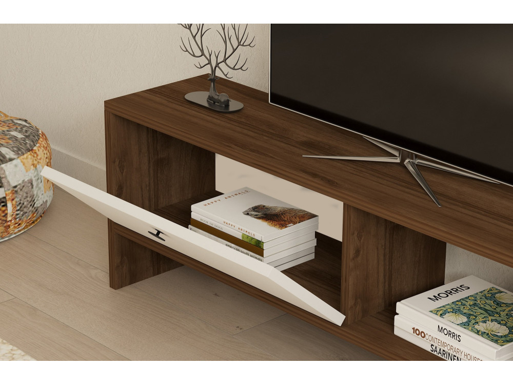 Soporte de TV de madera "Gaye" - 120 x 25 x 36 cm - Blanco