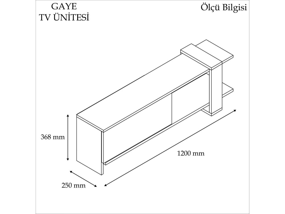 Soporte de TV de madera "Gaye" - 120 x 25 x 36 cm - Blanco