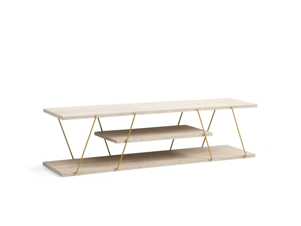 Soporte de TV de madera "Canaz" - 120 x 30 x 33 cm - Travertino