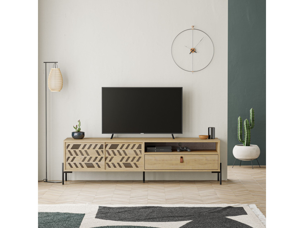Soporte de TV de madera "Dionysos" - 170 x 45 x 48 cm - Beige