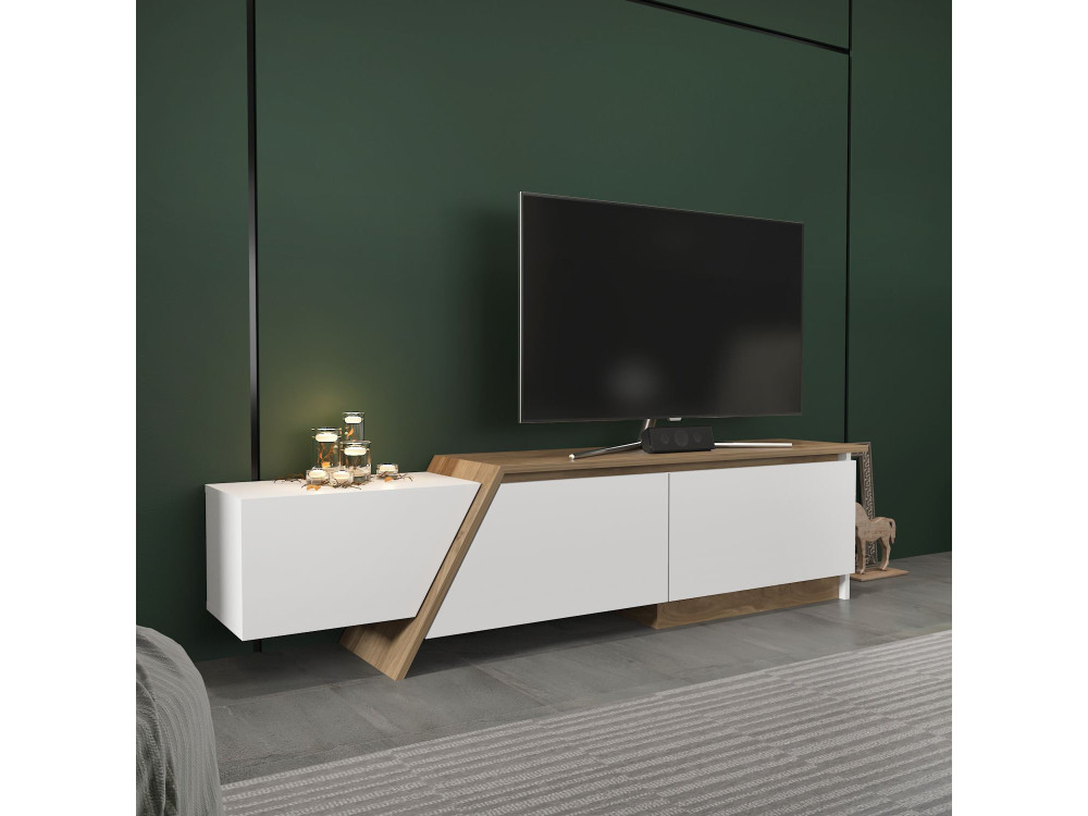 Soporte de TV de madera "Zonas" - 180 x 35 x 28 cm - Blanco