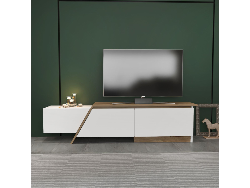 Soporte de TV de madera "Zonas" - 180 x 35 x 28 cm - Blanco