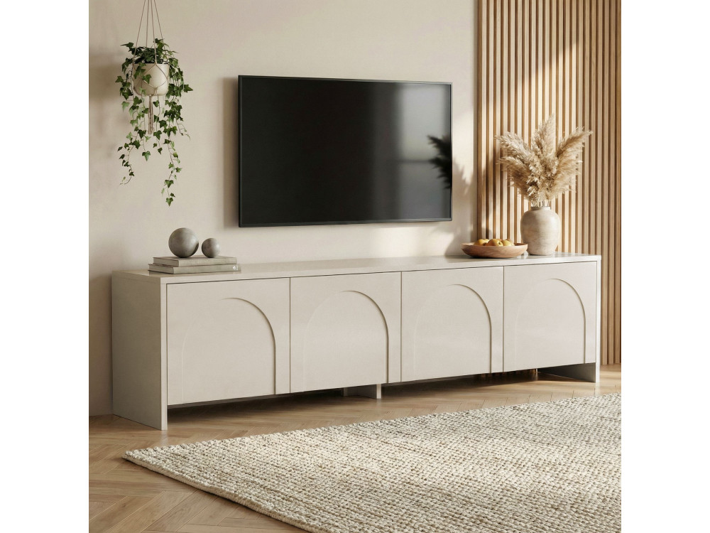 Soporte de TV de madera "Aurelia" - 180 x 32 x 45 cm - Crema