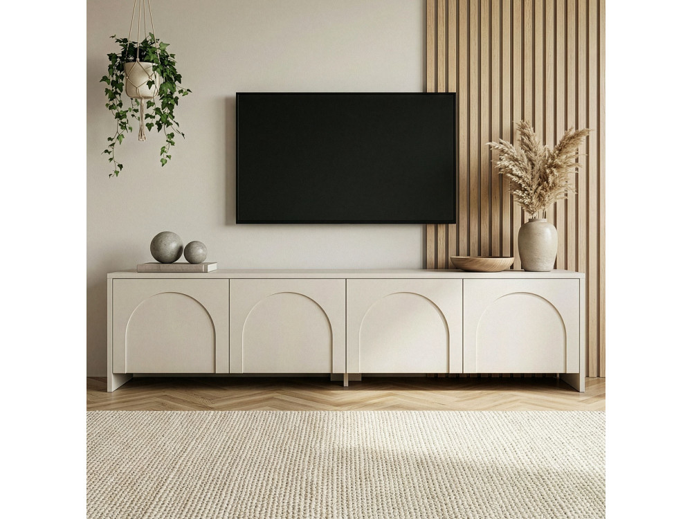 Soporte de TV de madera "Aurelia" - 180 x 32 x 45 cm - Crema