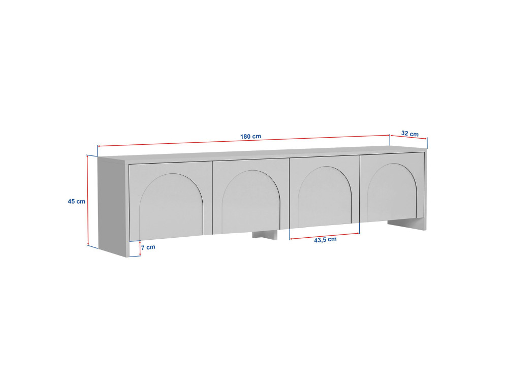 Soporte de TV de madera "Aurelia" - 180 x 32 x 45 cm - Crema