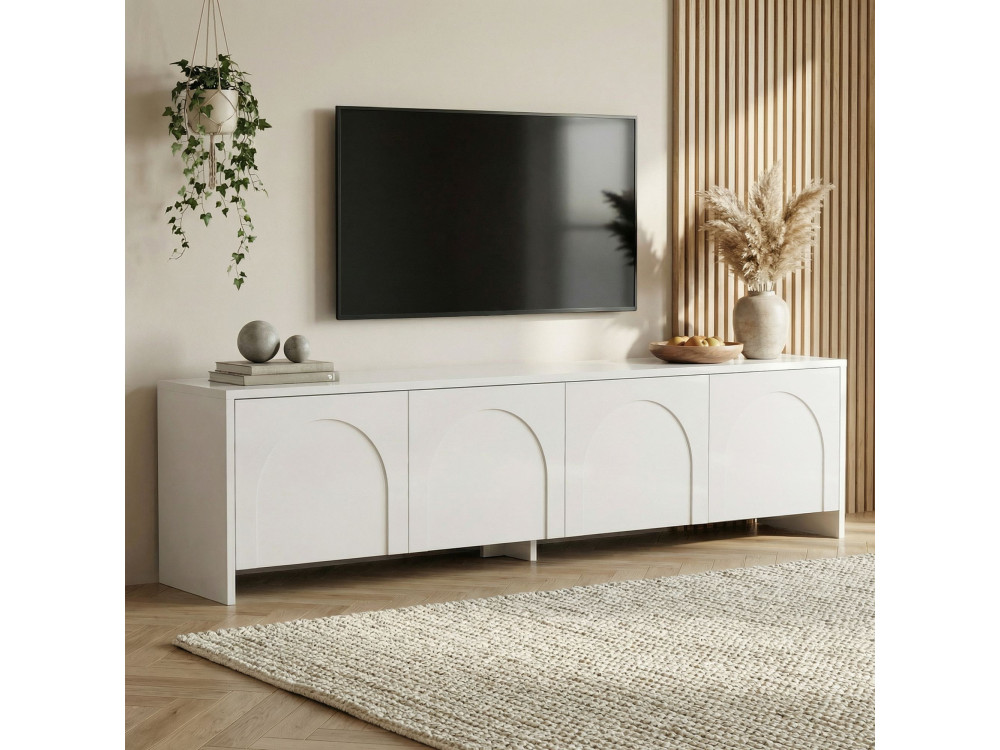 Soporte de TV de madera "Aurelia" - 180 x 32 x 45 cm - Blanco