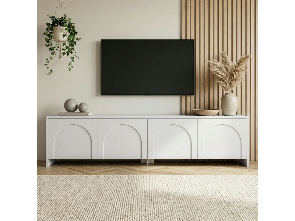 Soporte de TV de madera "Aurelia" - 180 x 32 x 45 cm - Blanco