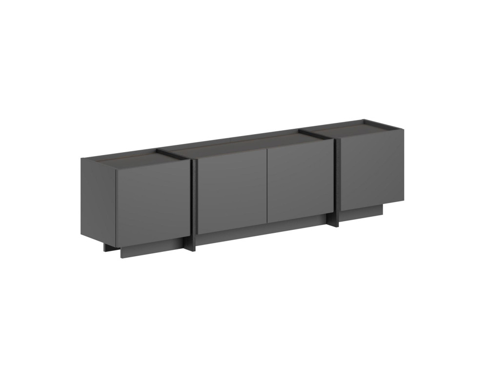 Soporte de TV de madera "Lowen" - 180 x 35 x 46 cm - Antracita / Negro