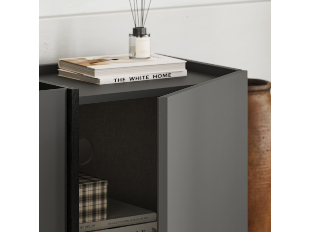 Soporte de TV de madera "Lowen" - 180 x 35 x 46 cm - Antracita / Negro