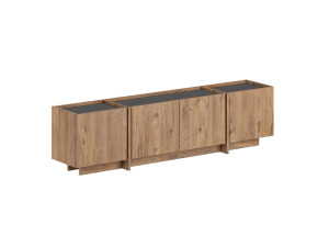 Soporte de TV de madera "Lowen" - 180 x 35 x 46 cm - Pino Atlántico / Antracita
