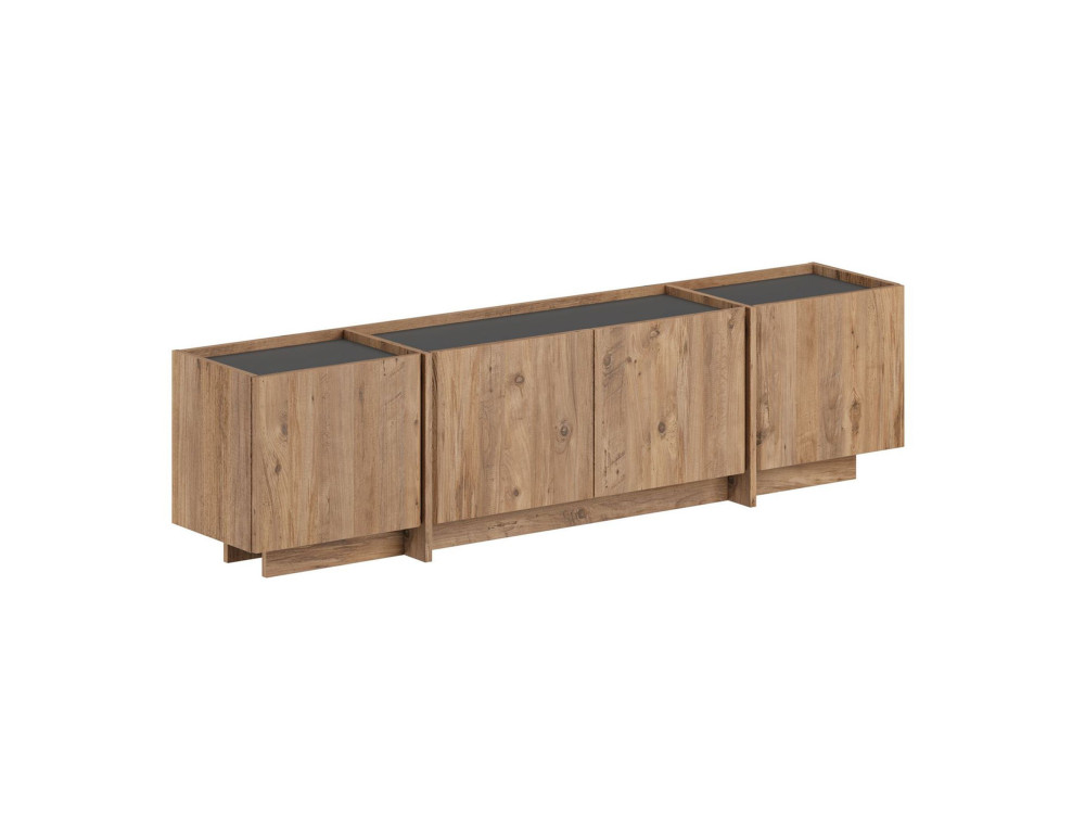 Soporte de TV de madera "Lowen" - 180 x 35 x 46 cm - Pino Atlántico / Antracita