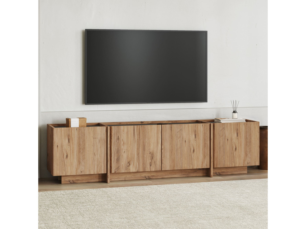 Soporte de TV de madera "Lowen" - 180 x 35 x 46 cm - Pino Atlántico / Antracita