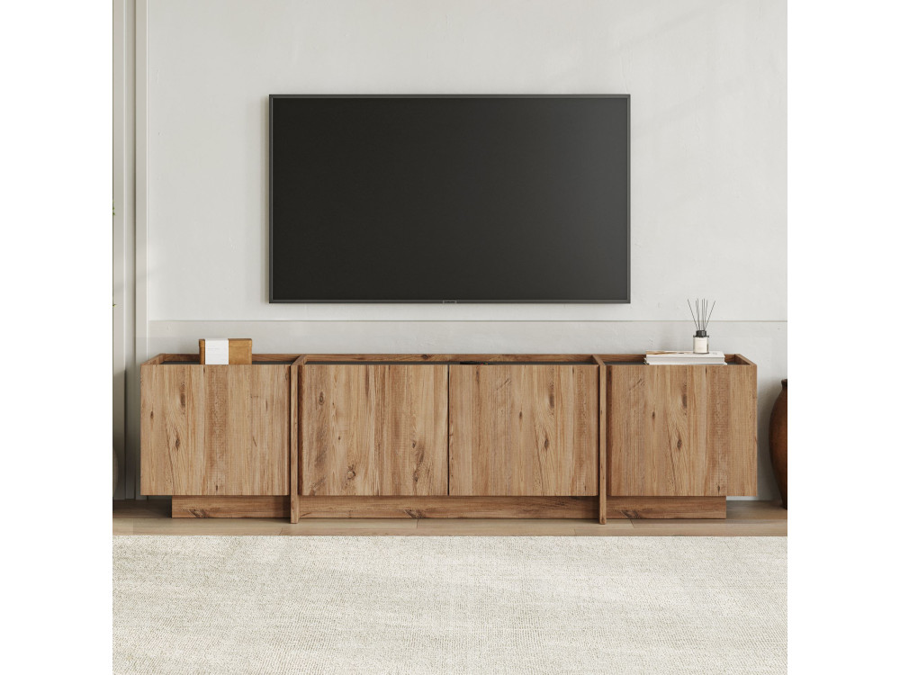 Soporte de TV de madera "Lowen" - 180 x 35 x 46 cm - Pino Atlántico / Antracita