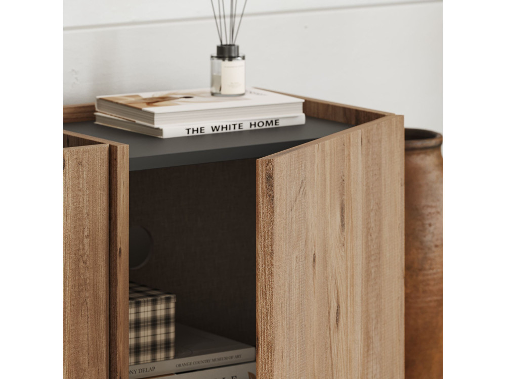 Soporte de TV de madera "Lowen" - 180 x 35 x 46 cm - Pino Atlántico / Antracita