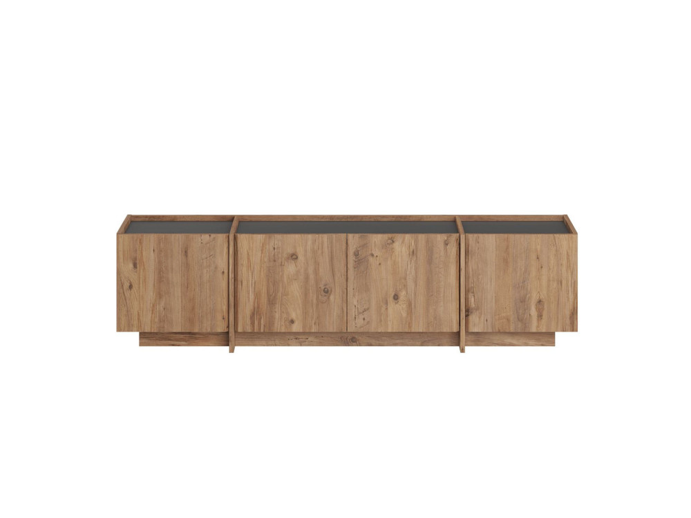 Soporte de TV de madera "Lowen" - 180 x 35 x 46 cm - Pino Atlántico / Antracita