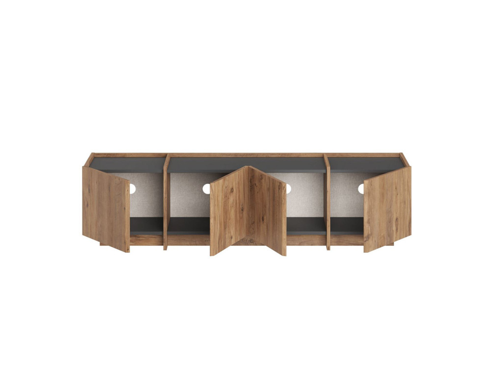 Soporte de TV de madera "Lowen" - 180 x 35 x 46 cm - Pino Atlántico / Antracita