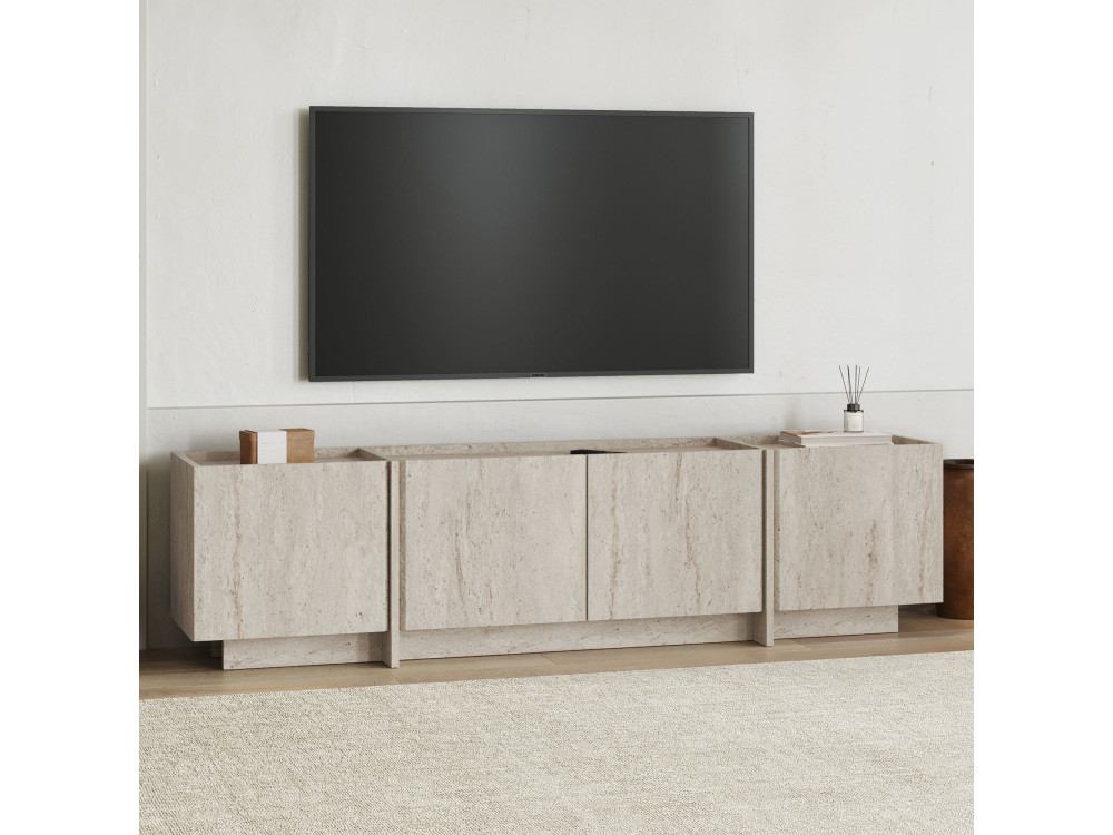 Soporte de TV de madera "Lowen" - 180 x 35 x 46 cm - Travertino