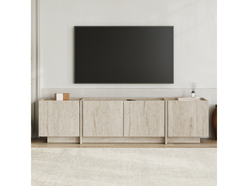 Soporte de TV de madera "Lowen" - 180 x 35 x 46 cm - Travertino