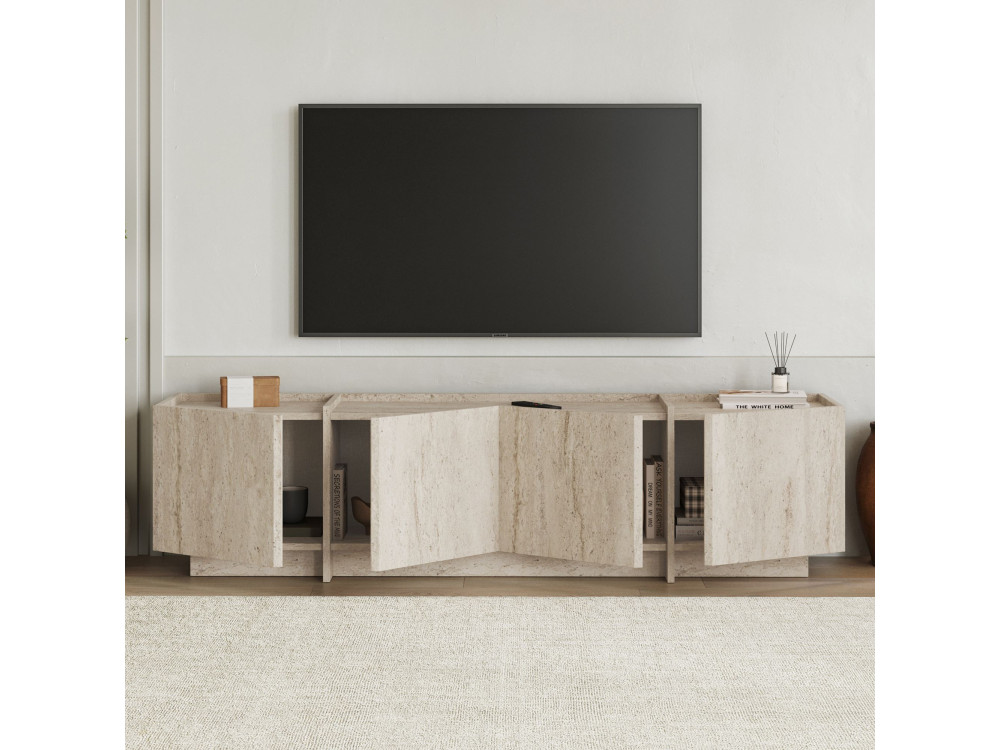 Soporte de TV de madera "Lowen" - 180 x 35 x 46 cm - Travertino