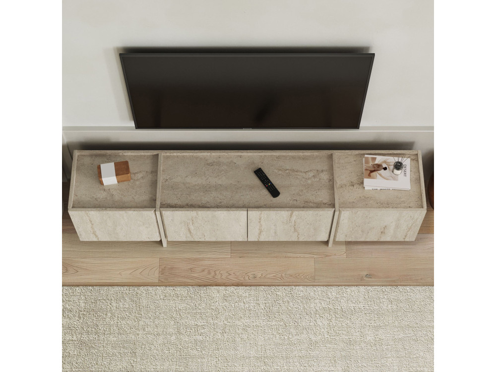 Soporte de TV de madera "Lowen" - 180 x 35 x 46 cm - Travertino