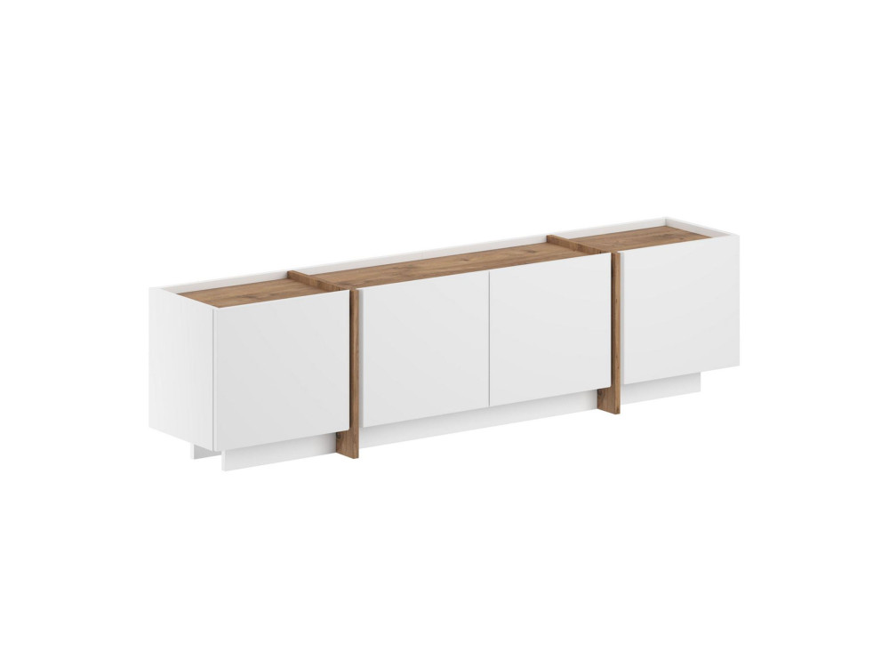 Soporte de TV de madera "Lowen" - 180 x 35 x 46 cm - Blanco / Pino Atlántico