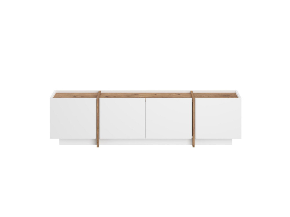 Soporte de TV de madera "Lowen" - 180 x 35 x 46 cm - Blanco / Pino Atlántico