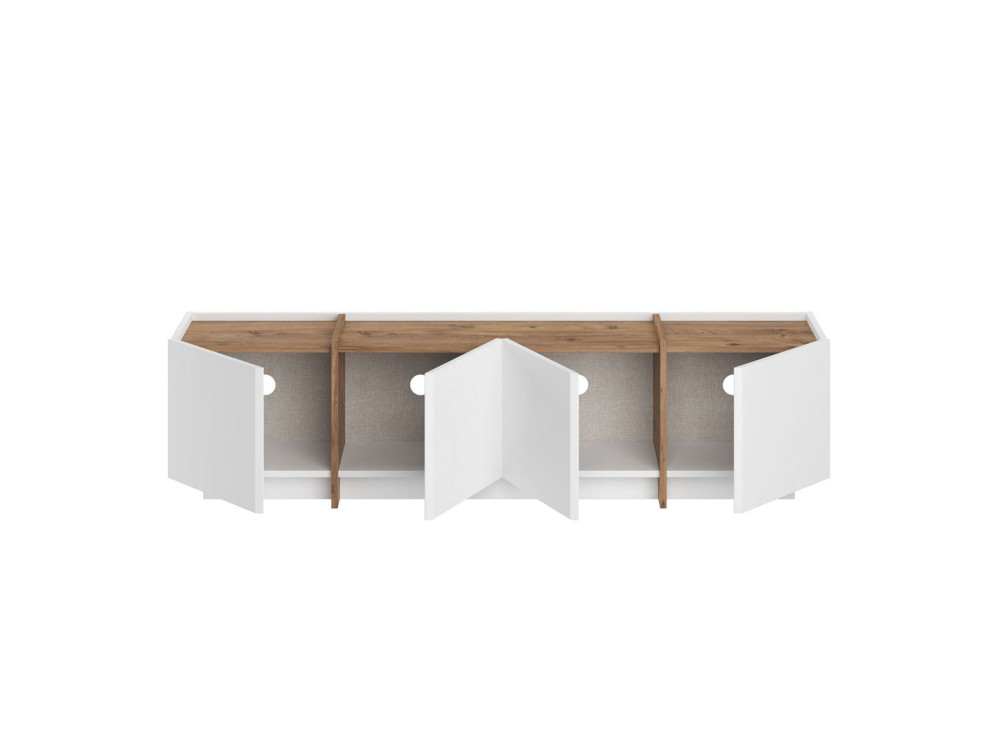 Soporte de TV de madera "Lowen" - 180 x 35 x 46 cm - Blanco / Pino Atlántico