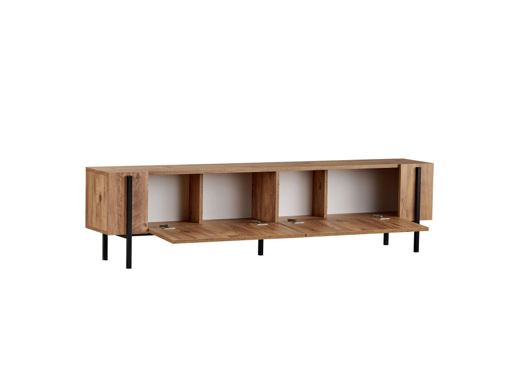 Soporte de TV de madera "Nexus" - 180 x 30 x 45 cm - Pino Atlántico / Negro