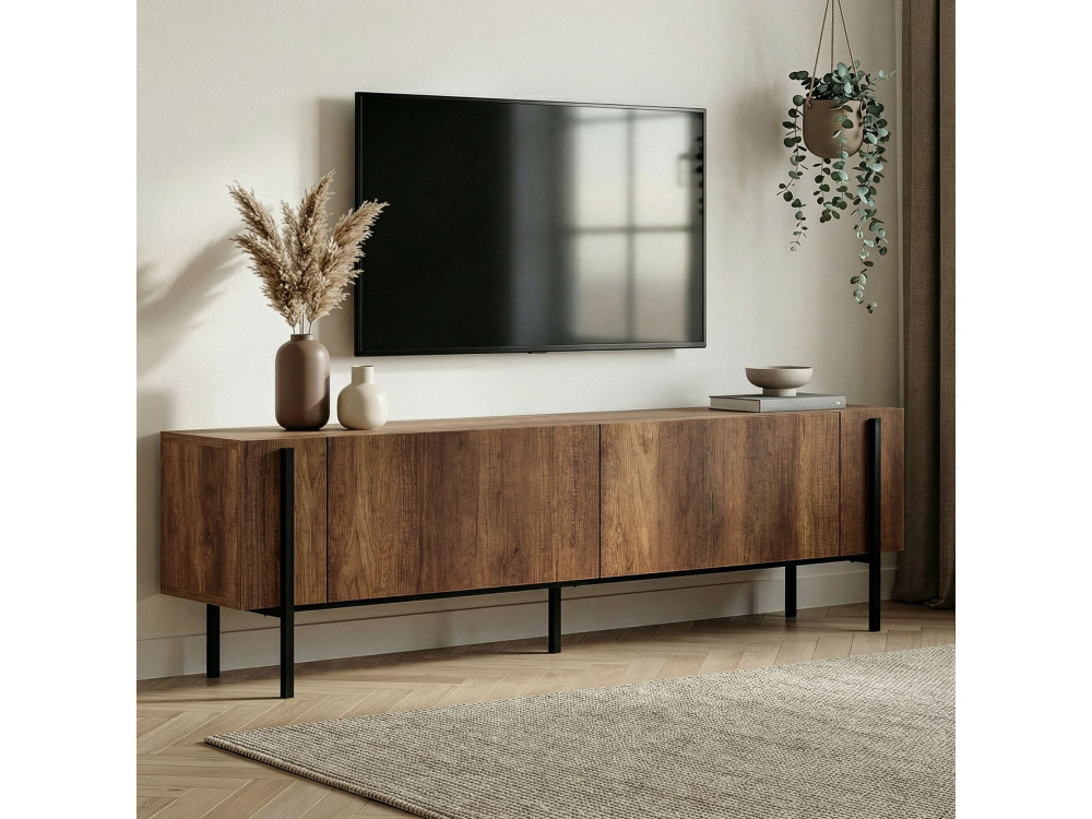 Soporte de TV de madera "Nexus" - 180 x 30 x 45 cm - Nogal Barroco / Negro