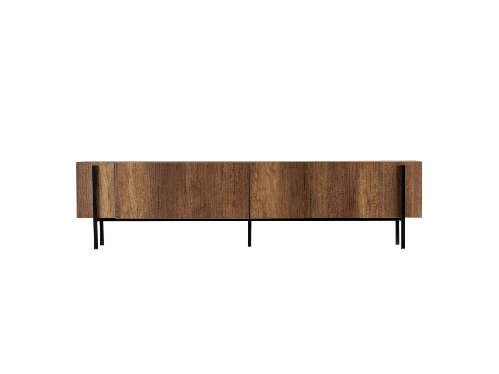 Soporte de TV de madera "Nexus" - 180 x 30 x 45 cm - Nogal Barroco / Negro