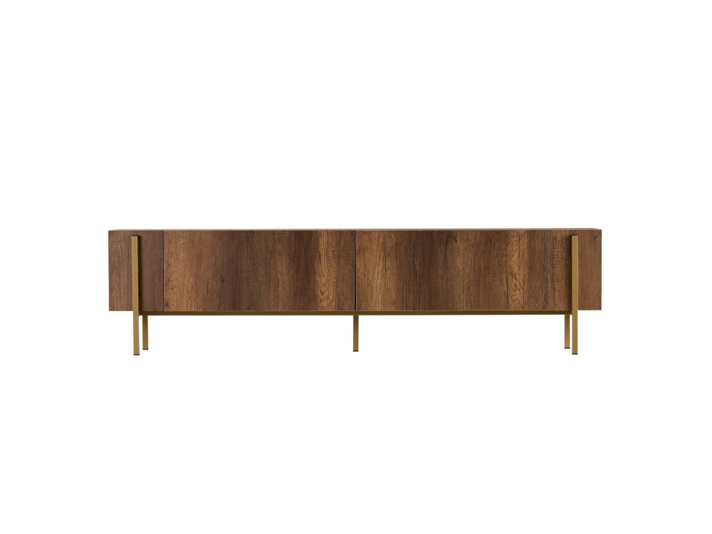 Soporte de TV de madera "Nexus" - 180 x 30 x 45 cm - Nogal Barroco Dorado
