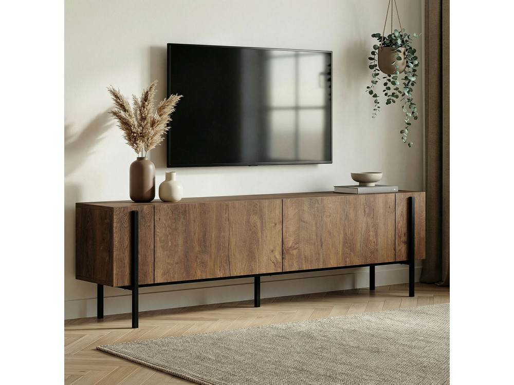 Soporte de TV de madera "Nexus" - 180 x 30 x 45 cm - Kafkas Roble / Negro