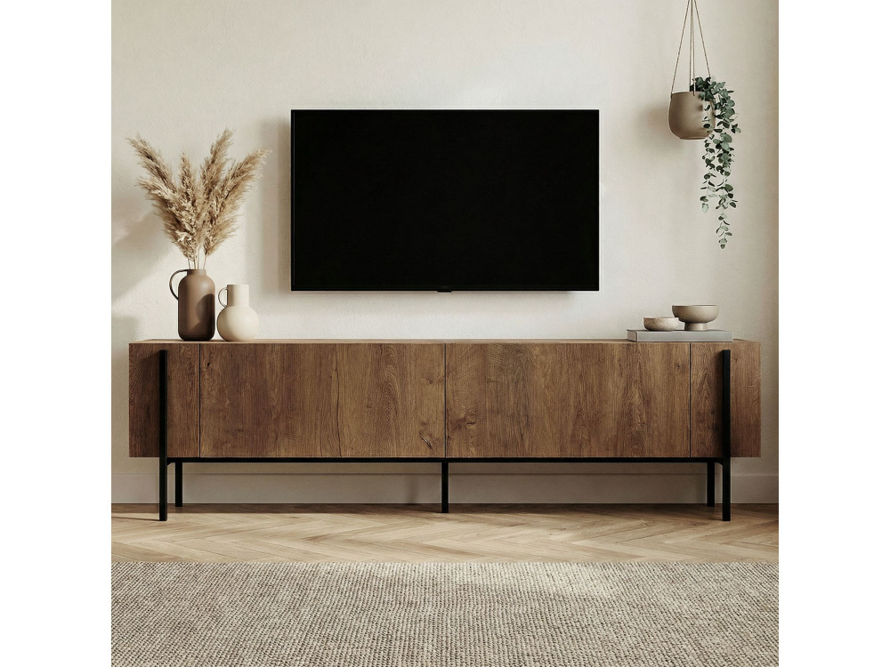 Soporte de TV de madera "Nexus" - 180 x 30 x 45 cm - Kafkas Roble / Negro