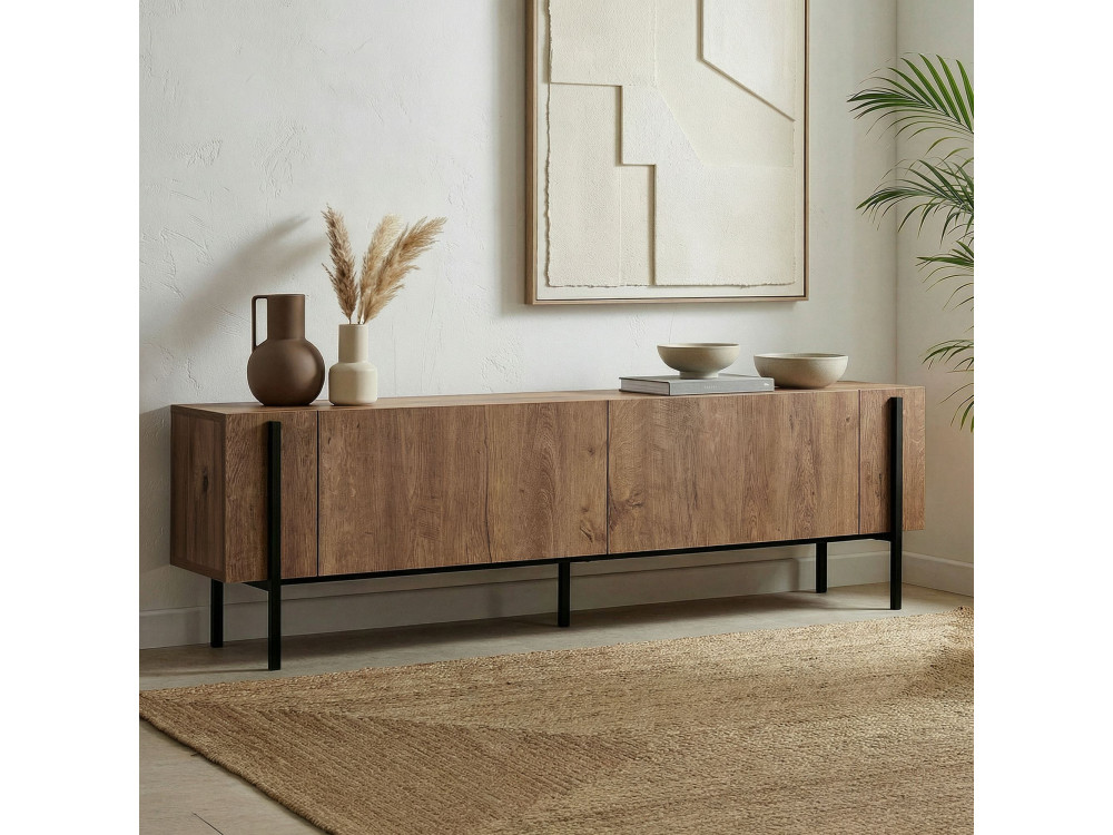 Soporte de TV de madera "Nexus" - 180 x 30 x 45 cm - Kafkas Roble / Negro