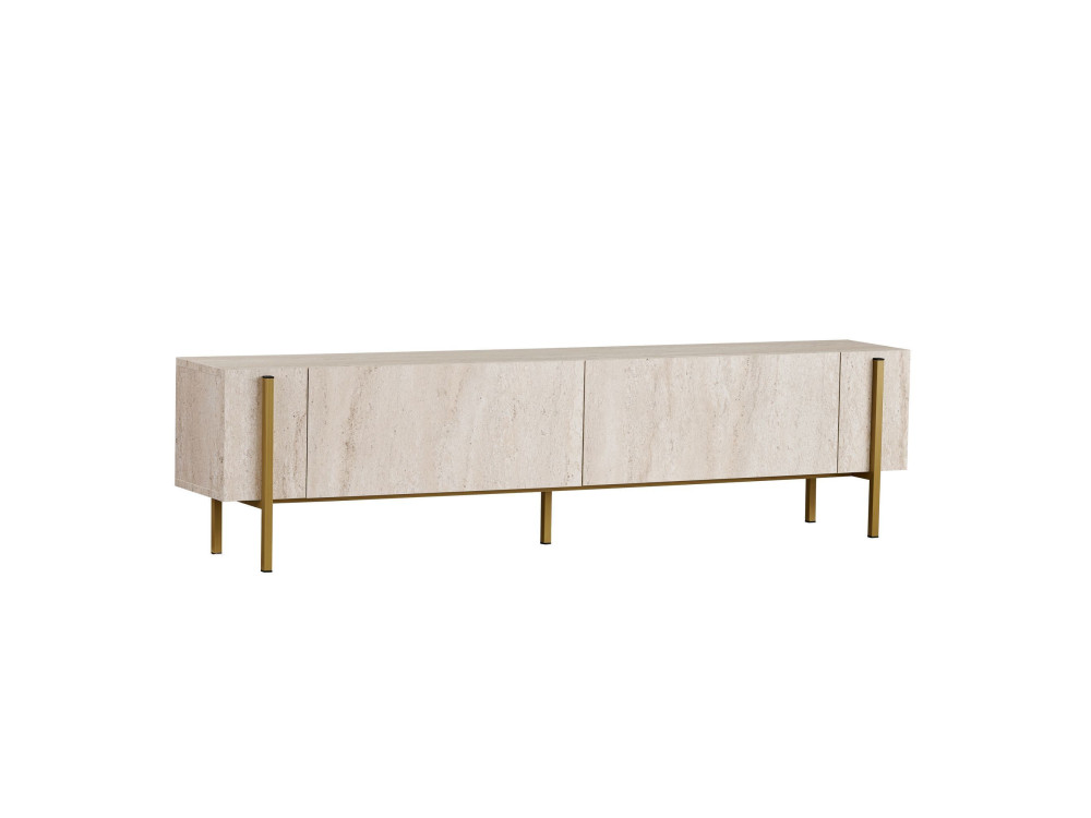 Soporte de TV de madera "Nexus" - 180 x 30 x 45 cm - Travertino / Oro