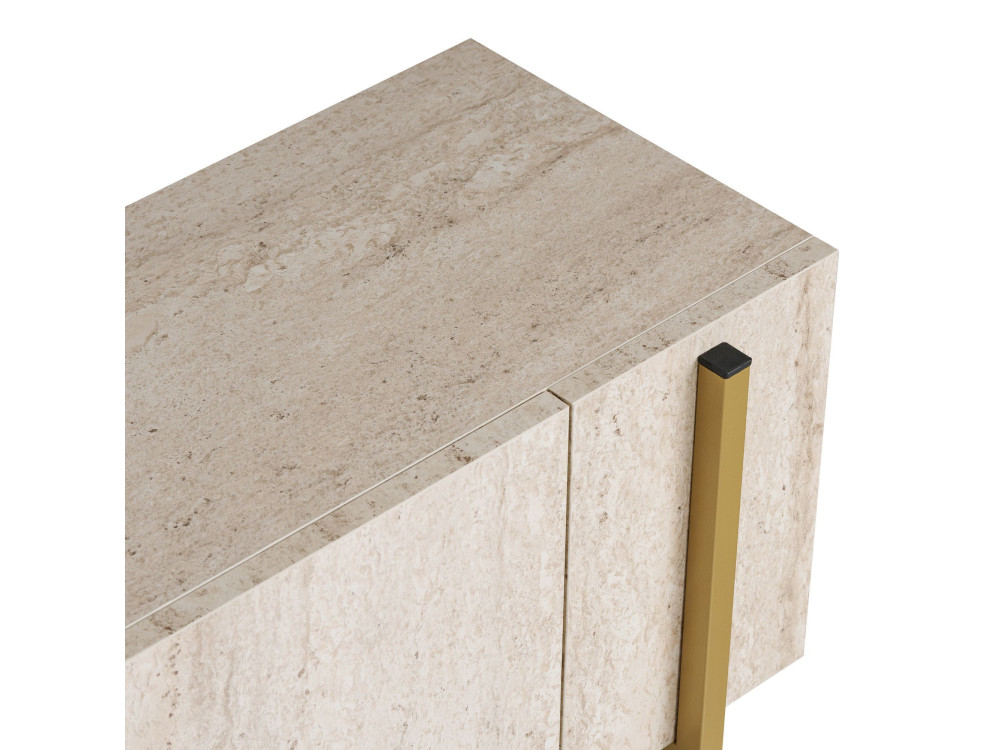 Soporte de TV de madera "Nexus" - 180 x 30 x 45 cm - Travertino / Oro