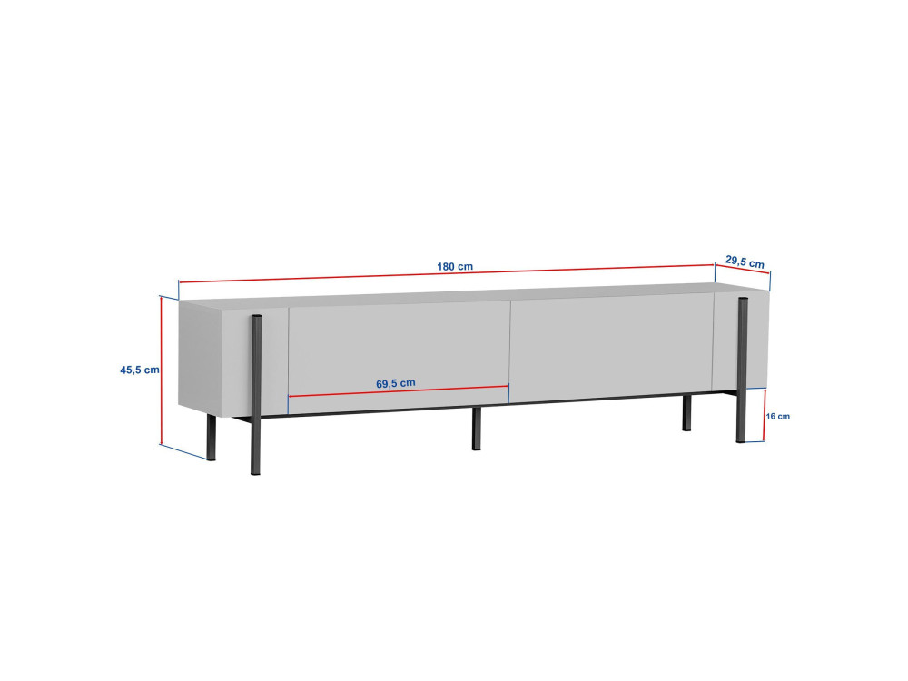 Soporte de TV de madera "Nexus" - 180 x 30 x 45 cm - Travertino / Oro