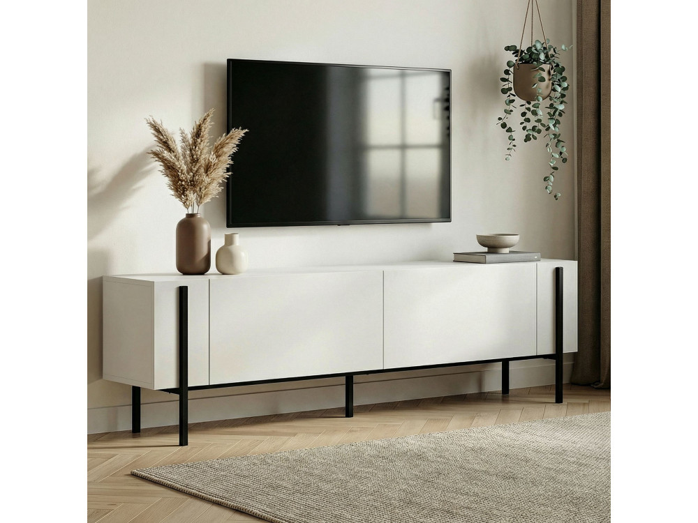 Soporte de TV de madera "Nexus" - 180 x 30 x 45 cm - Negro / Madera negra