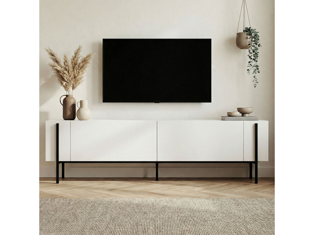 Soporte de TV de madera "Nexus" - 180 x 30 x 45 cm - Negro / Madera negra