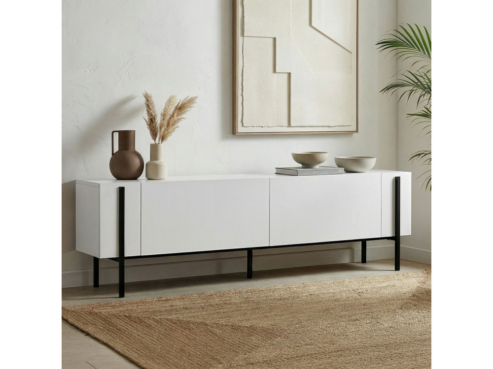 Soporte de TV de madera "Nexus" - 180 x 30 x 45 cm - Negro / Madera negra