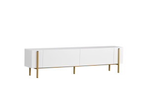 Soporte de TV de madera "Nexus" - 180 x 30 x 45 cm - Blanco / Dorado