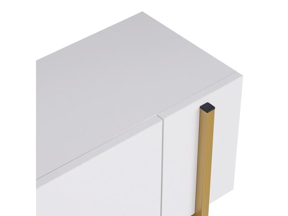 Soporte de TV de madera "Nexus" - 180 x 30 x 45 cm - Blanco / Dorado