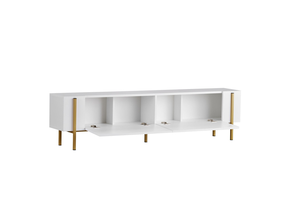 Soporte de TV de madera "Nexus" - 180 x 30 x 45 cm - Blanco / Dorado