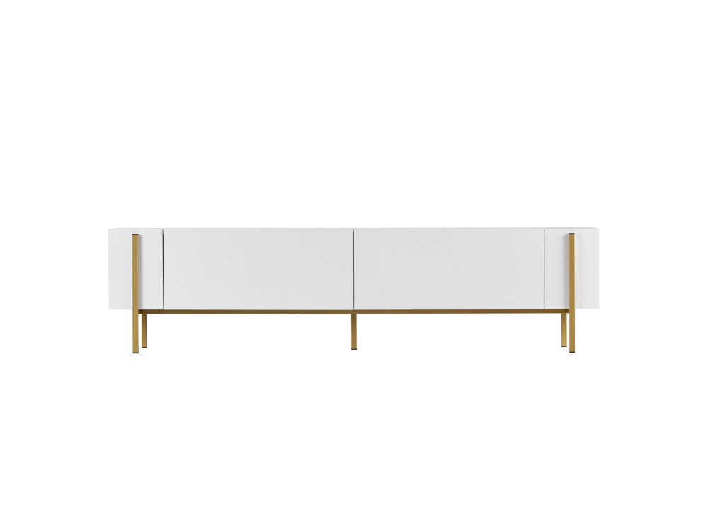 Soporte de TV de madera "Nexus" - 180 x 30 x 45 cm - Blanco / Dorado