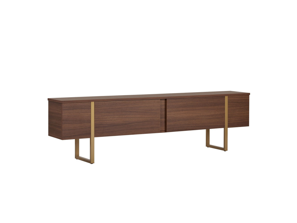 Soporte de TV de madera "Onera" - 180 x 30 x 50 cm - Nogal / Oro